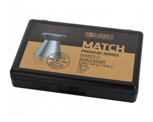 Пули JSB Match Premium Middle 4,5 мм, 0,52 грамм, 200 штук